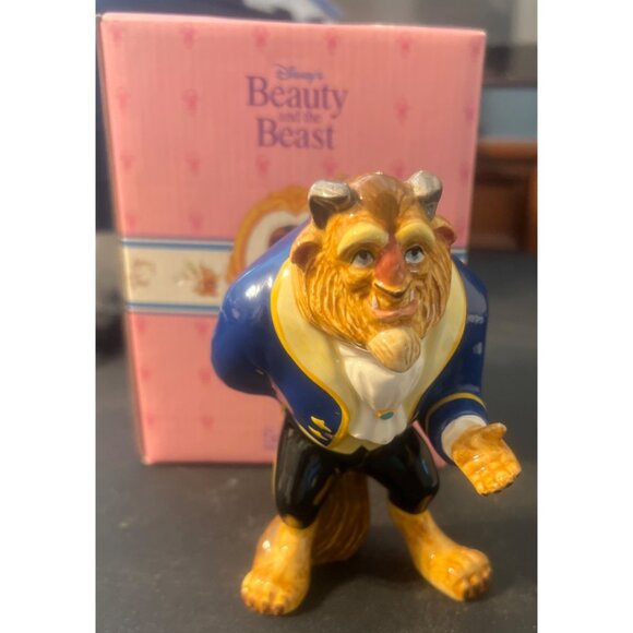 Vintage Schmid Disney Beauty Beast Ceramic Figurine Music Box Replacement Estate - Picture 1 of 6
